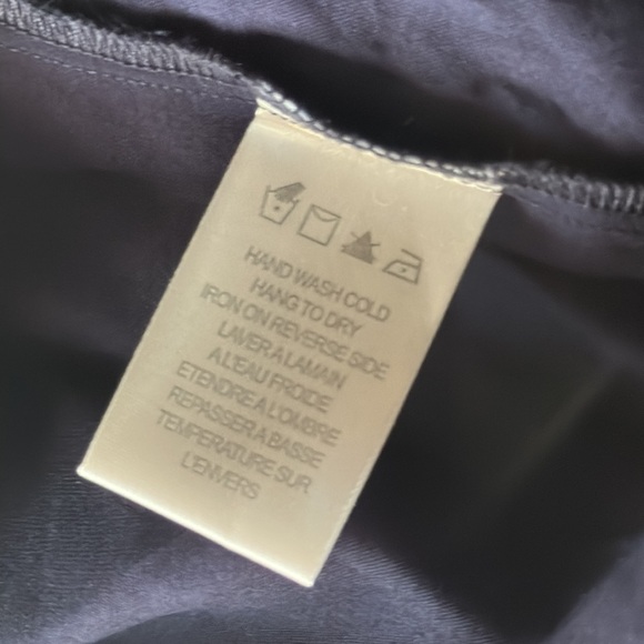 Hale Bob Los Angeles size s silk navy blue vneck poof sleeve blouse - Picture 8 of 8